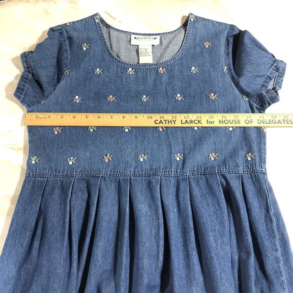 Vtg Denim Floral Peasant Modest Cottagecore 90s Mom Teacher Sz 8 - Picture 5 of 8